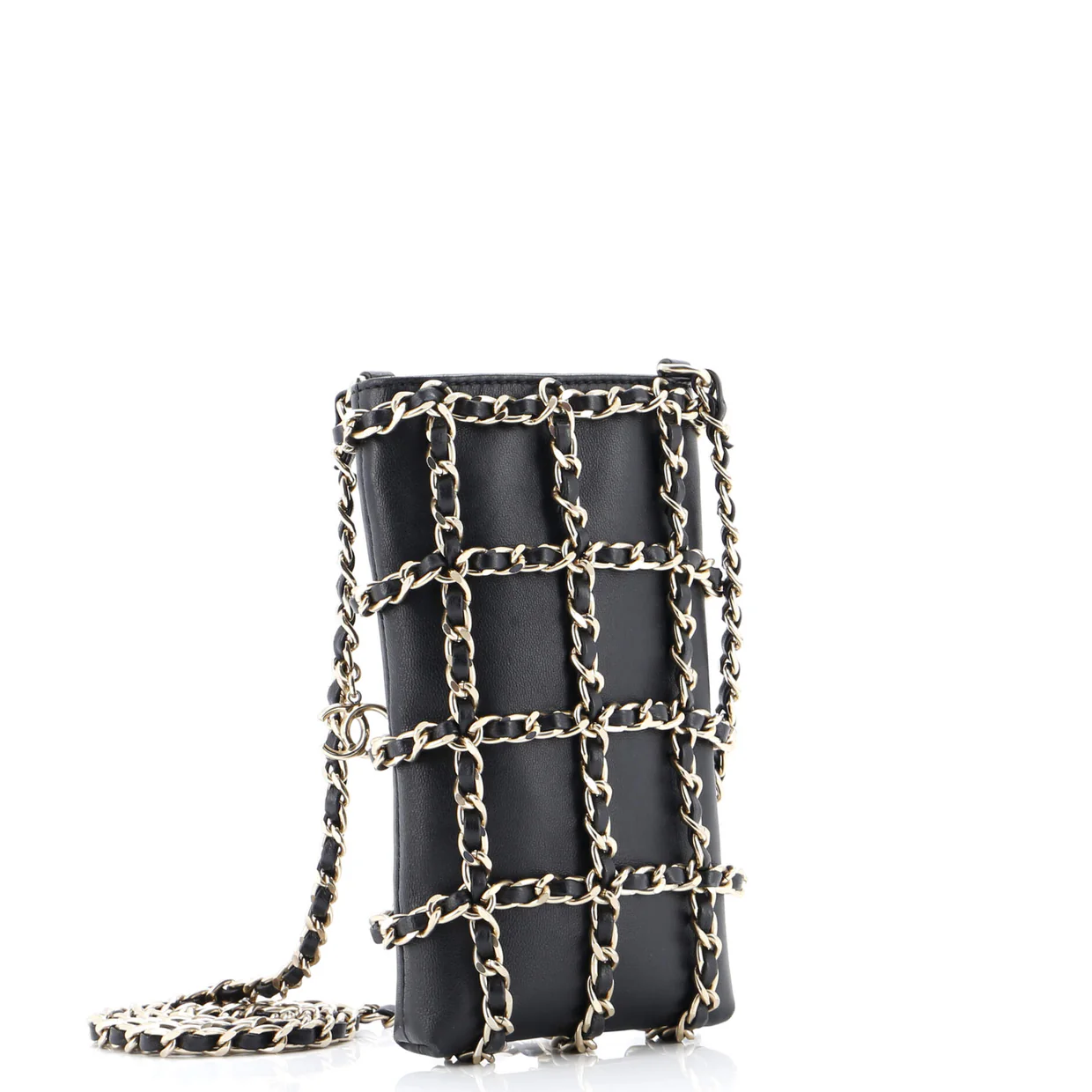 Tech Me Out Clutch With Chain Lambskin - Deep Luxury