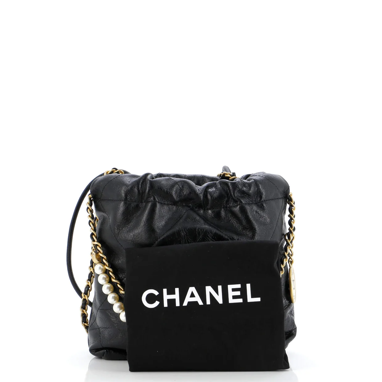 22 Chain Hobo Quilted Calfskin with Pearl Chain Mini - Deep Luxury