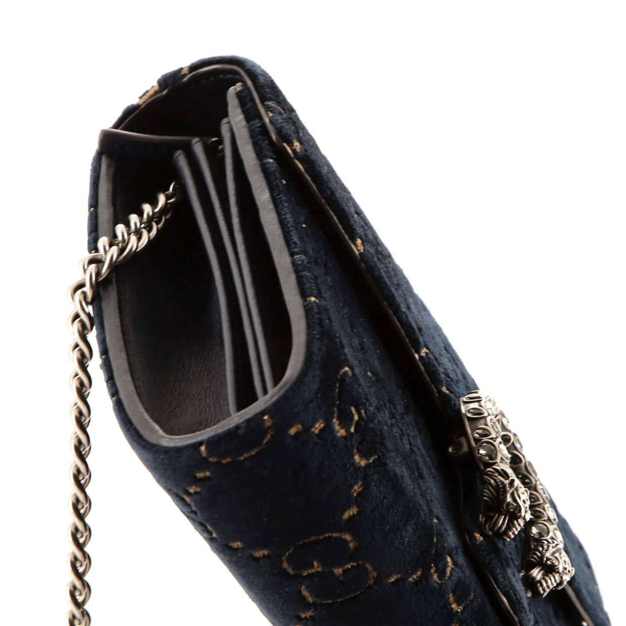 Dionysus Chain Wallet GG Velvet Small - Deep Luxury