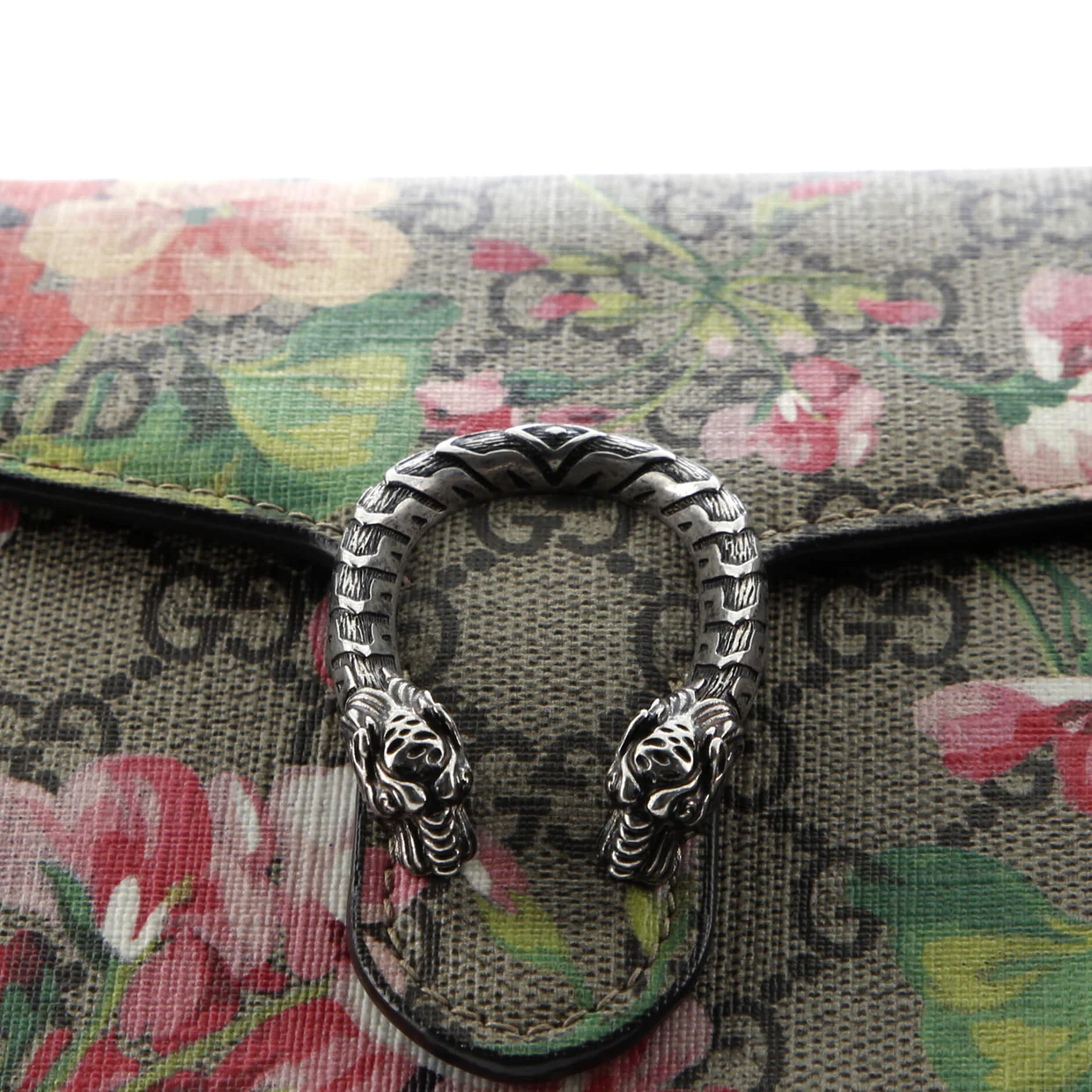 Dionysus Chain Wallet Blooms Print GG Coated Canvas Small - Deep Luxury