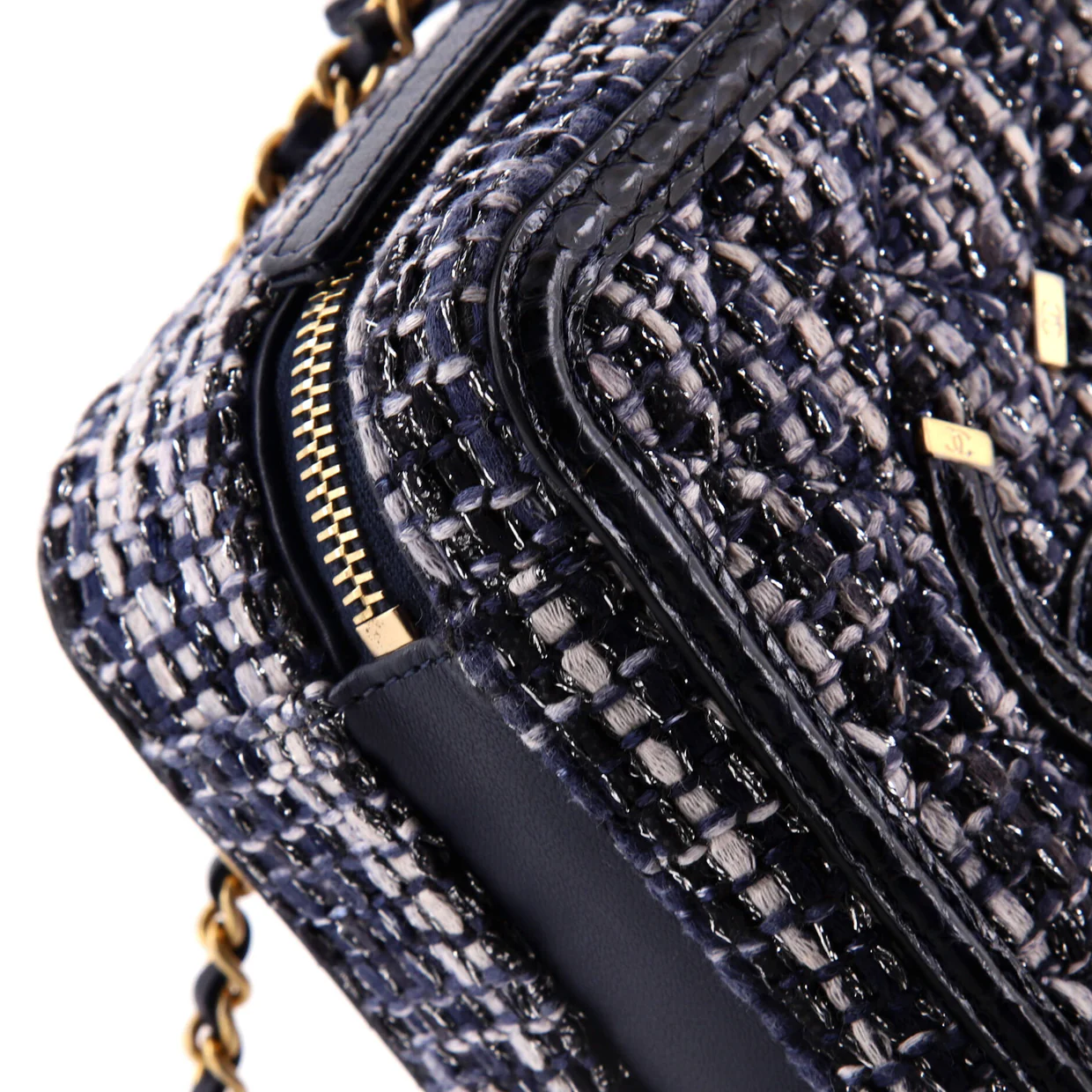 Filigree Vanity Case Quilted Tweed with Snakeskin Small - Deep Luxury