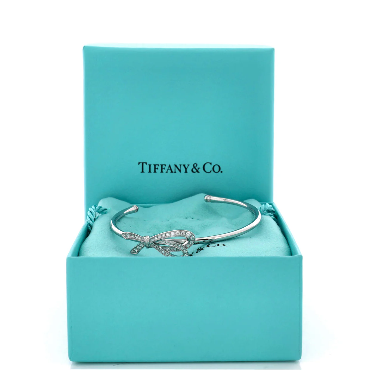 Bow Knot Cuff Bracelet 18K White Gold and Diamonds Medium - Deep Luxury