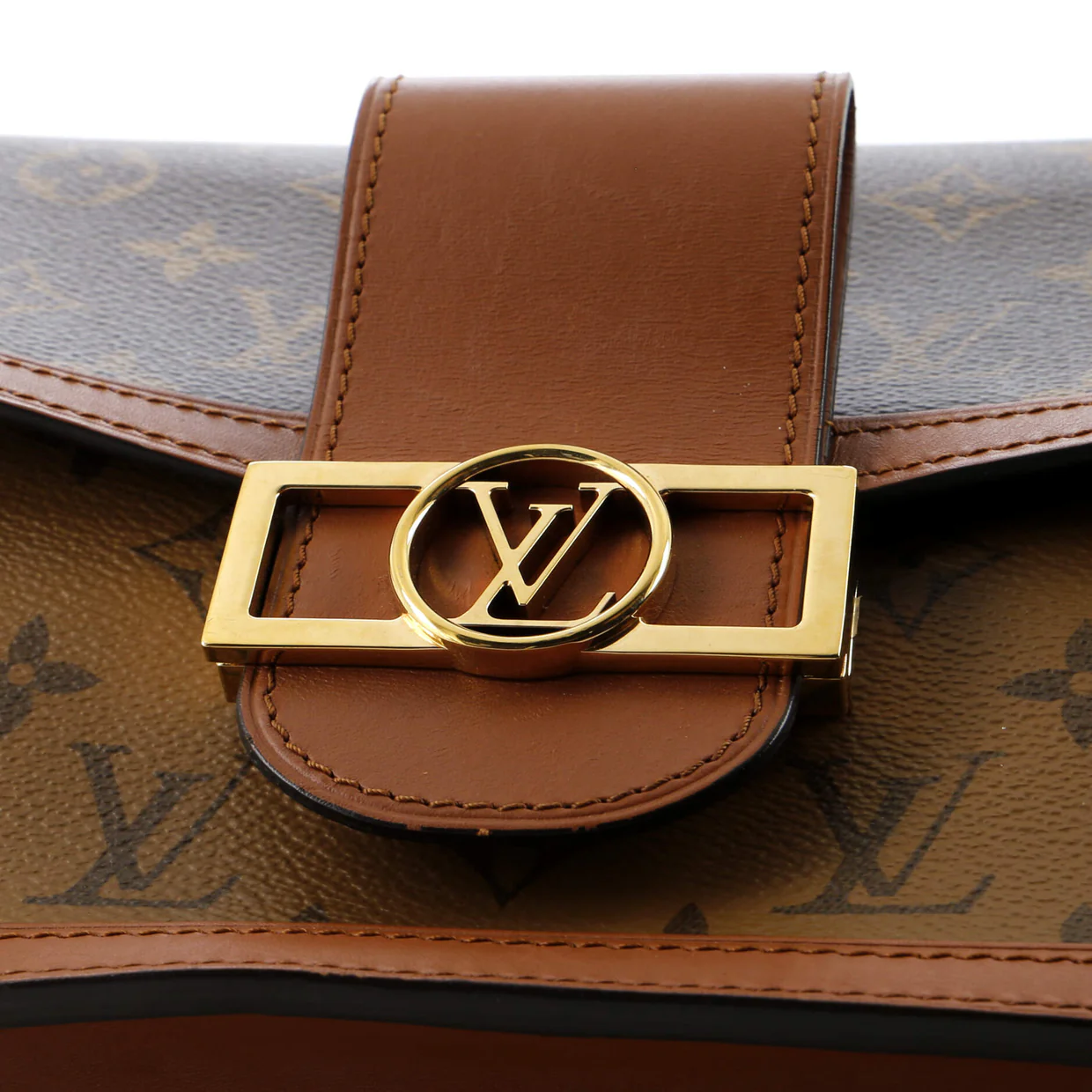 Dauphine Shoulder Bag Reverse Monogram Canvas MM - Deep Luxury