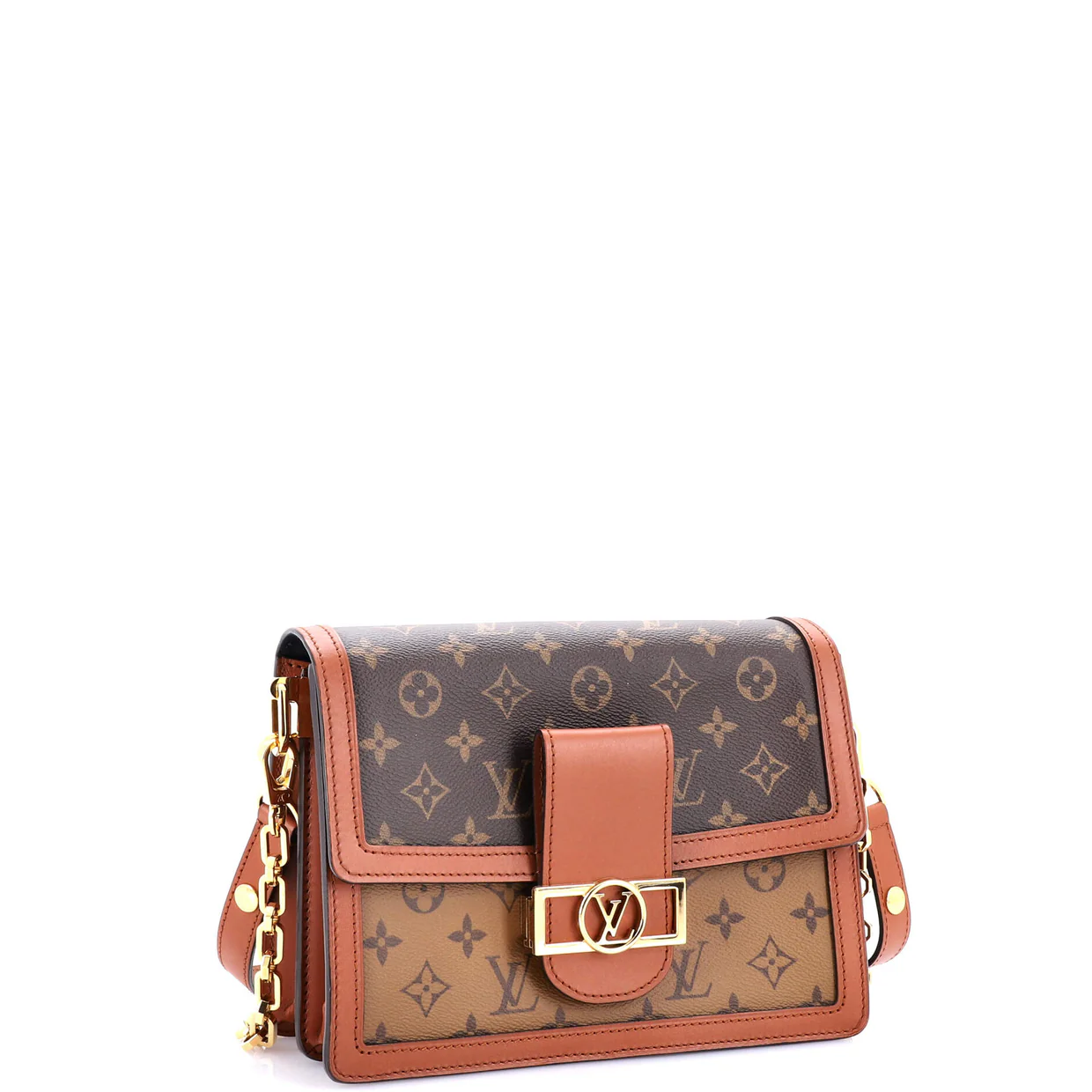 Dauphine Shoulder Bag Reverse Monogram Canvas MM - Deep Luxury