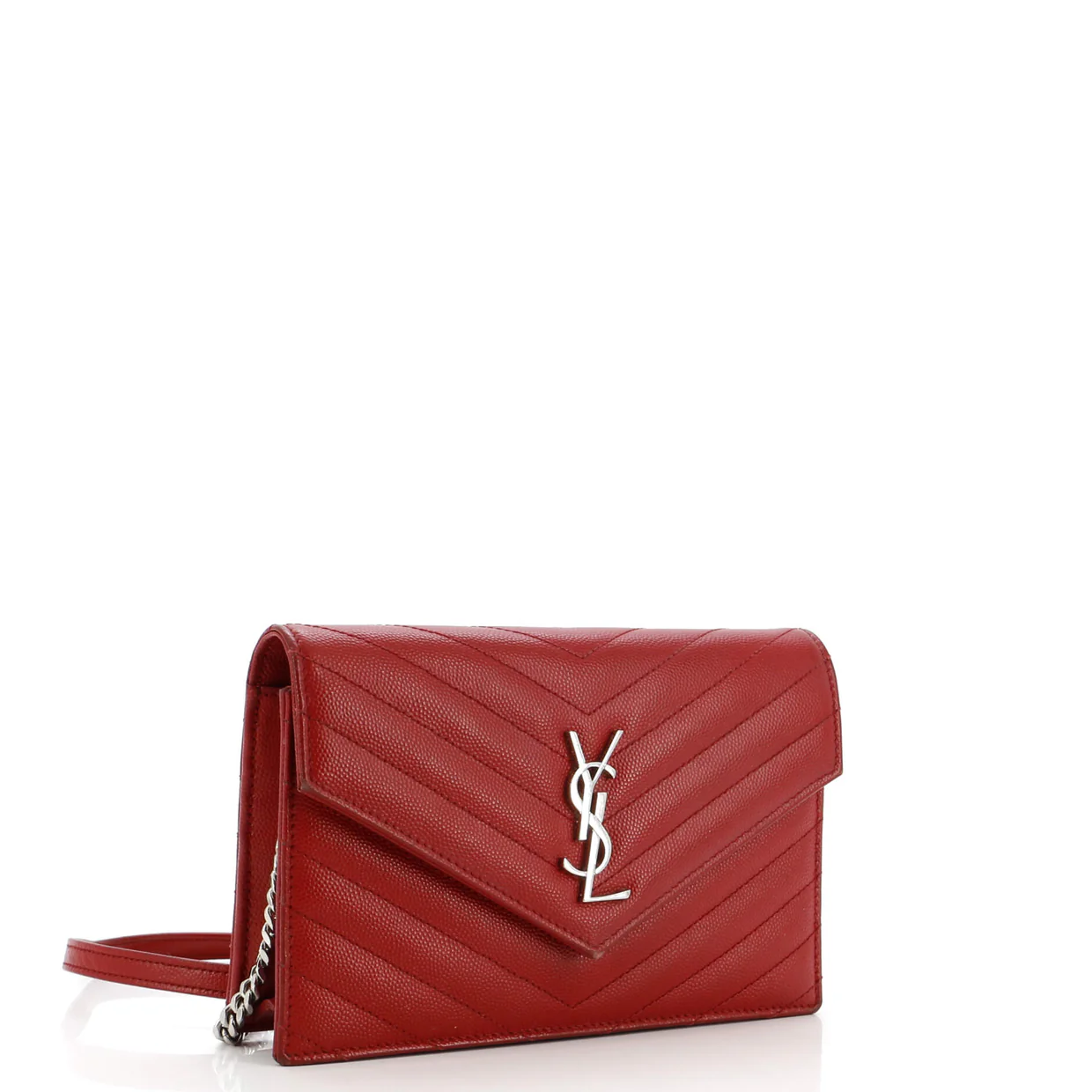 Classic Monogram Wallet on Chain Matelasse Chevron Leather Small - Deep Luxury