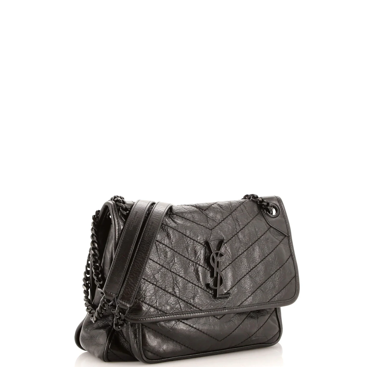 Niki Chain Flap Bag Matelasse Chevron Leather Medium - Deep Luxury