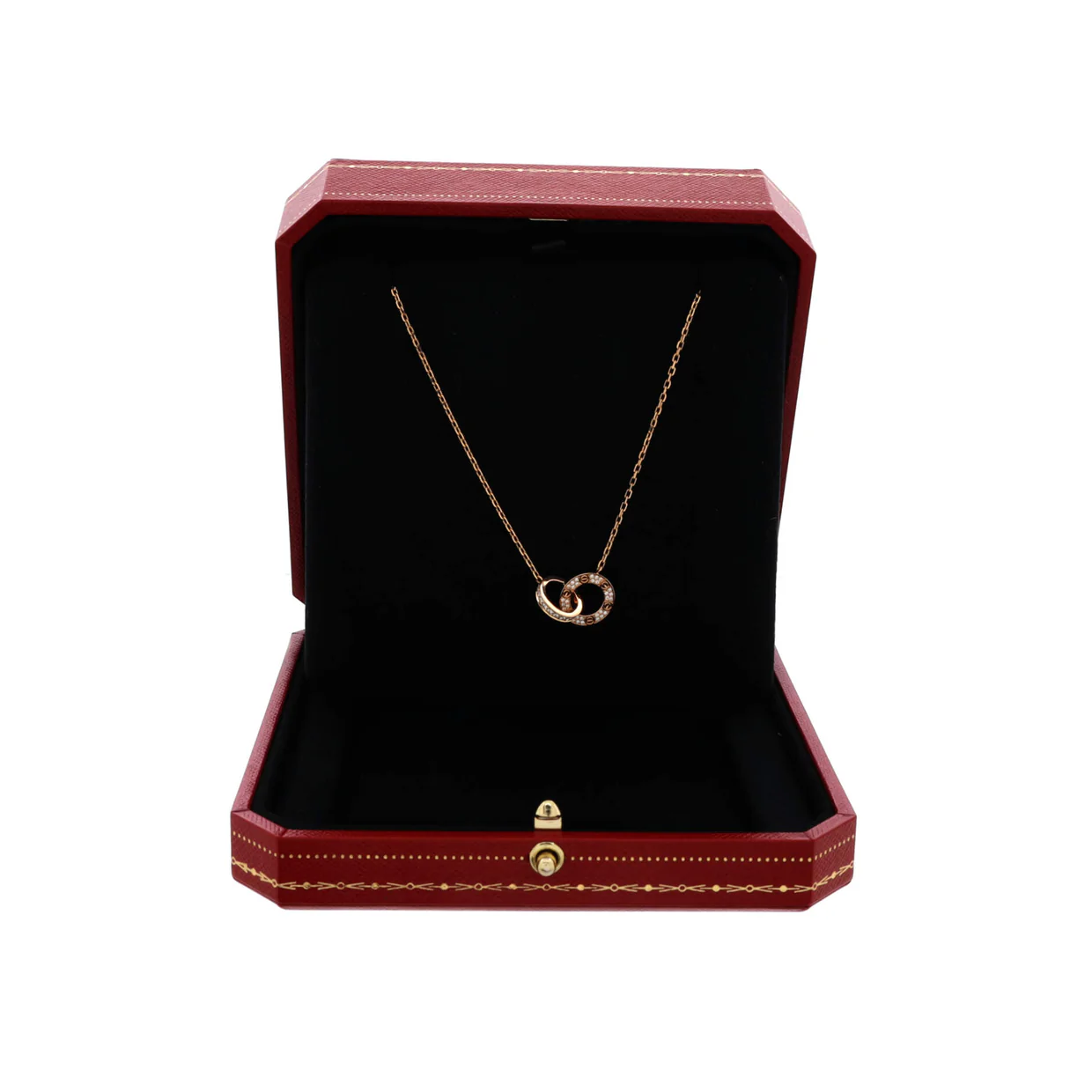 Love Interlocking Pave Necklace 18K Rose Gold and Diamonds - Deep Luxury