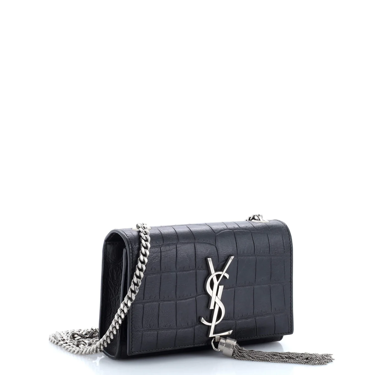 Classic Monogram Tassel Crossbody Bag Crocodile Embossed Leather Small - Deep Luxury
