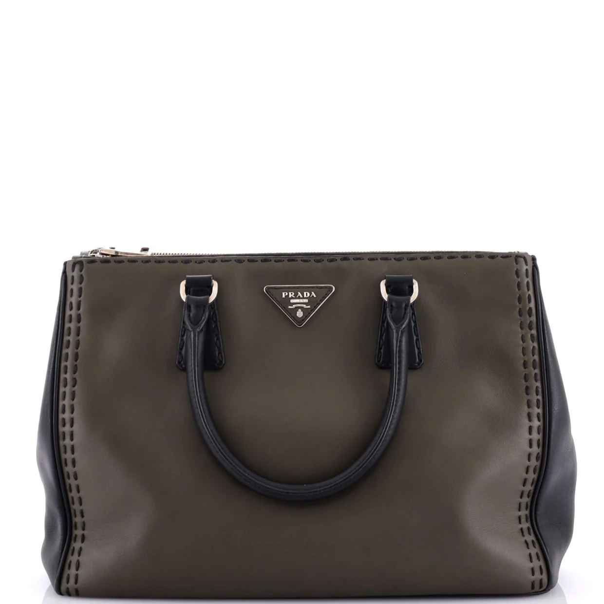 Galleria Double Zip Tote Stitched City Calf Medium - Deep Luxury