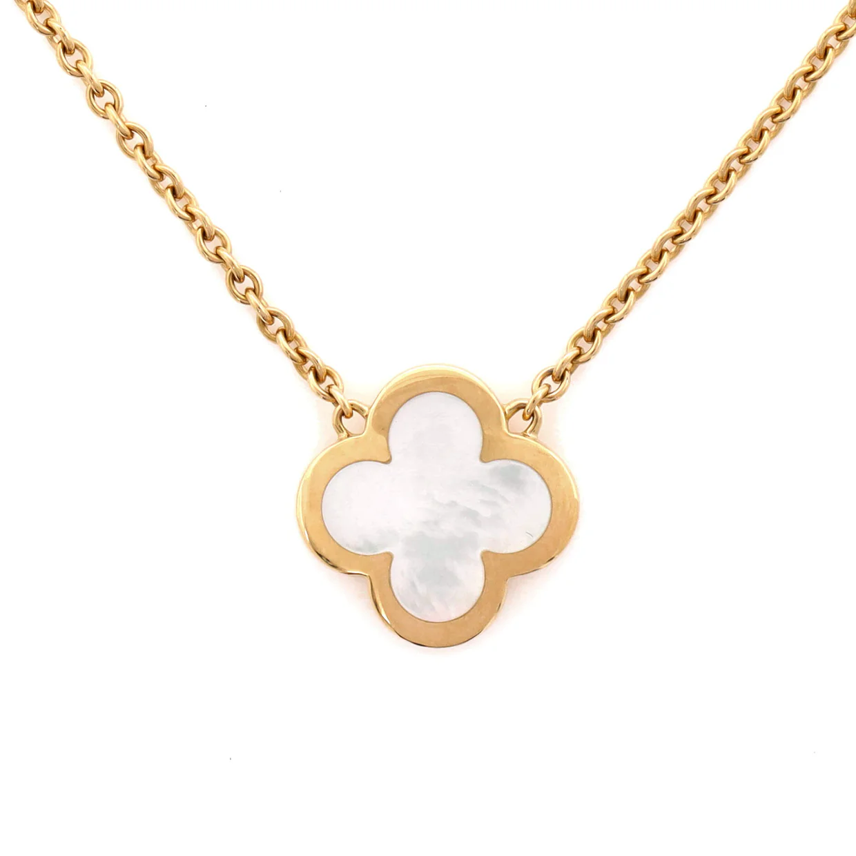 Pure Alhambra Pendant Necklace 18K Yellow Gold and Mother of Pearl - Deep Luxury