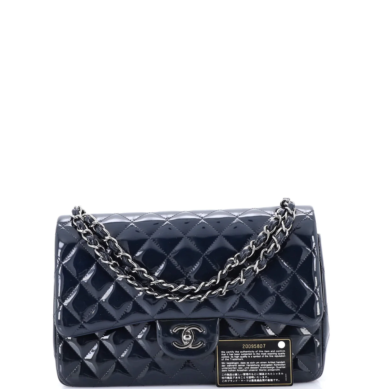 Classic Double Flap Bag Quilted Patent Jumbo - Deep Luxury