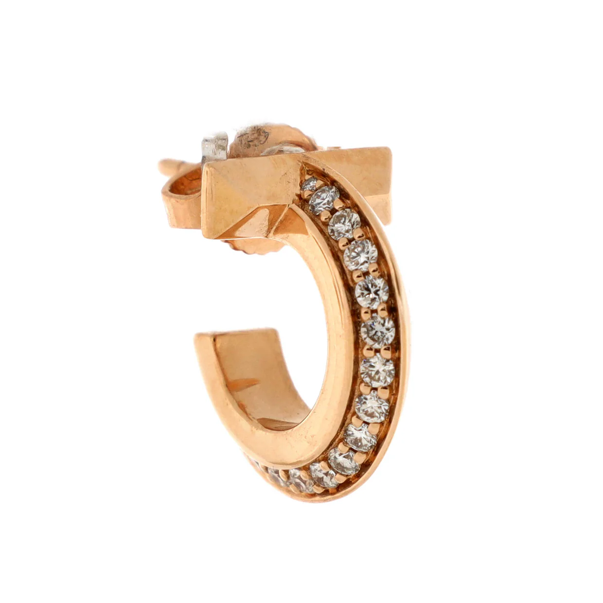 T1 Hoop Earrings 18K Rose Gold with Diamonds Extra Small - Deep Luxury
