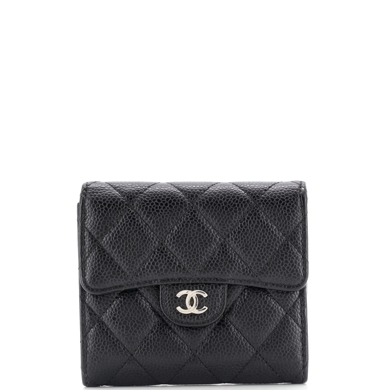CC Compact Classic Flap Wallet Quilted Caviar - Deep Luxury