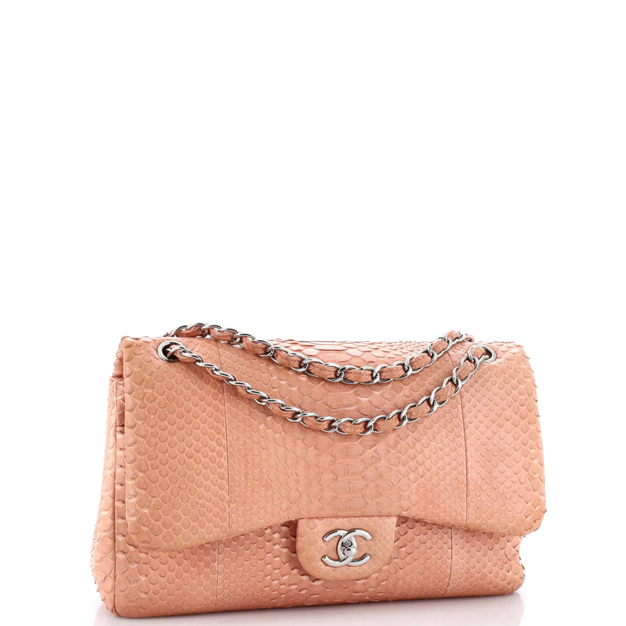 Classic Double Flap Bag Matte Python Jumbo - Deep Luxury