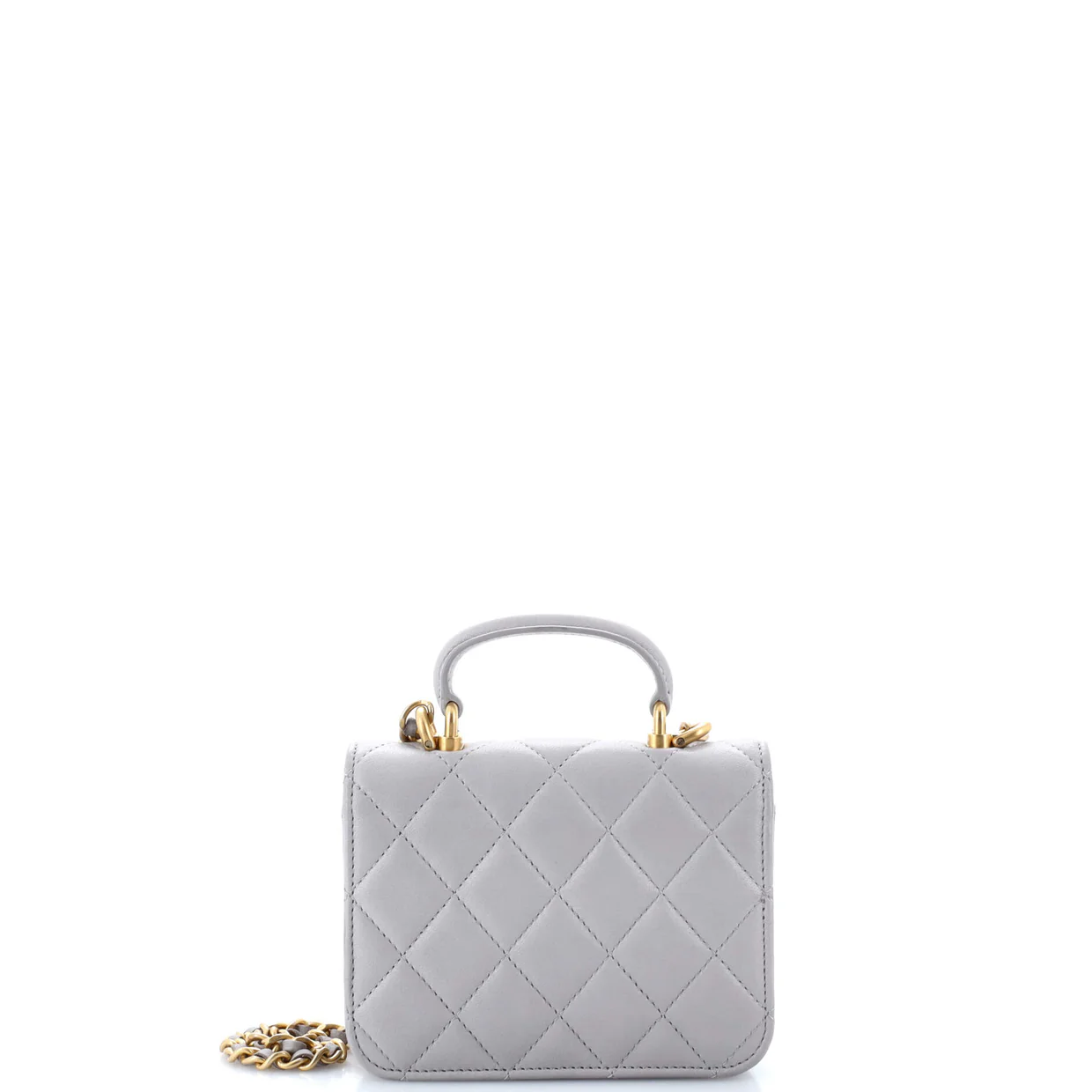 Top Handle Flap Coin Purse with Chain Quilted Lambskin - Deep Luxury