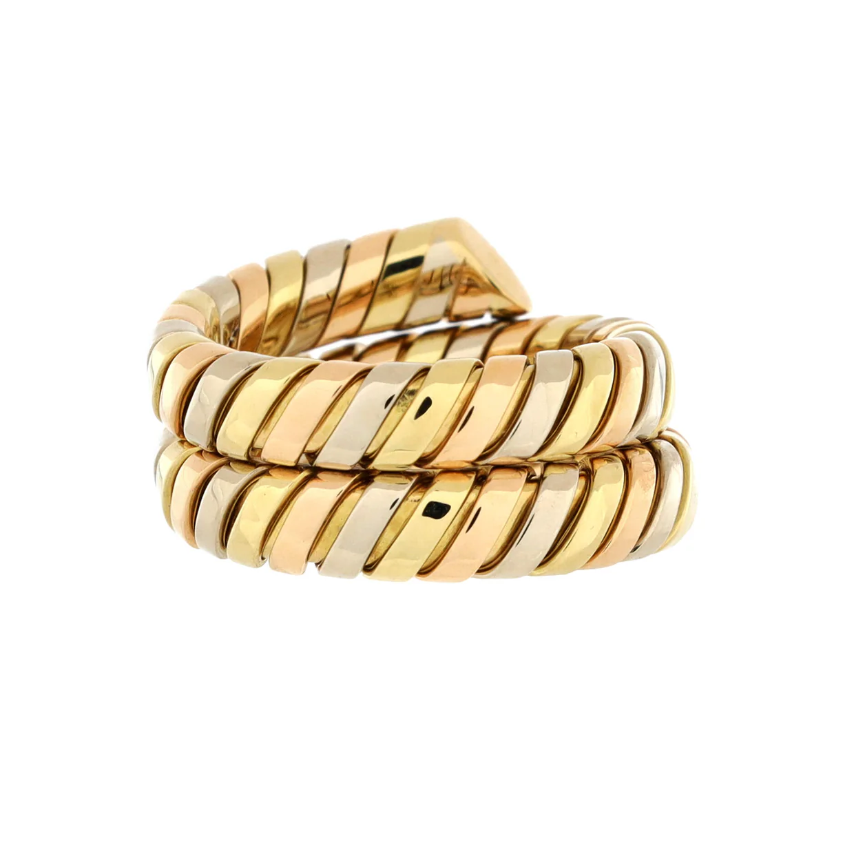 Tubogas Double Wrap Ring 18K Tricolor Gold - Deep Luxury