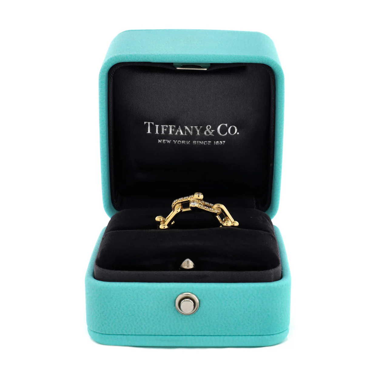 HardWear Link Ring 18K Yellow Gold with Diamonds Small - Deep Luxury