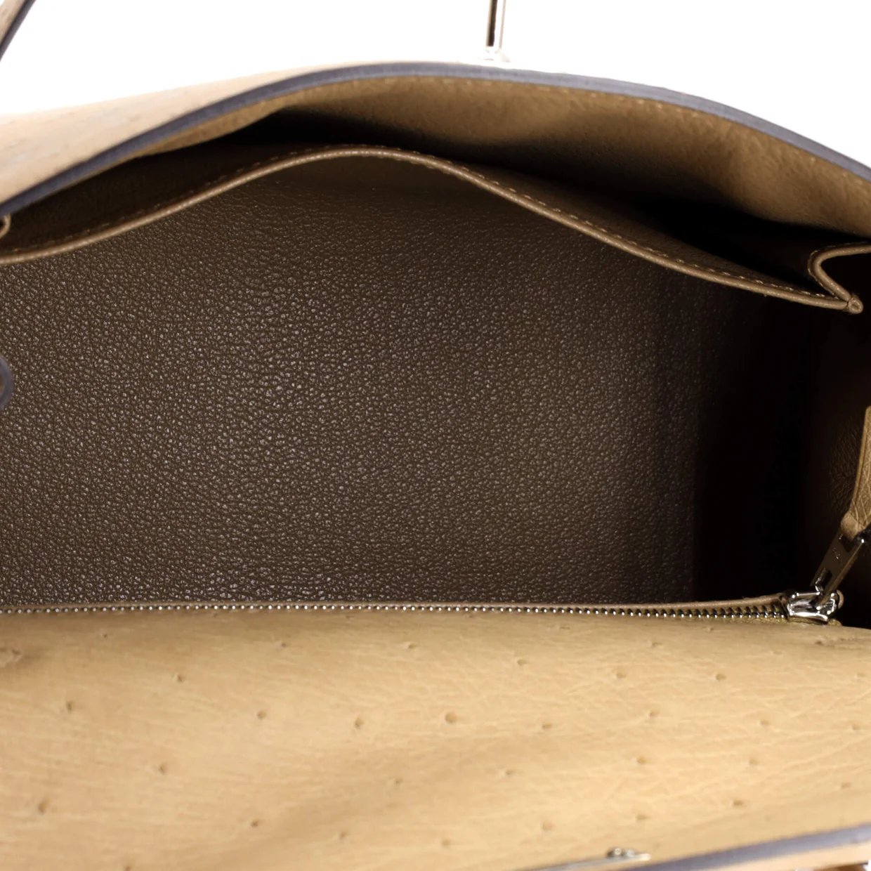 Kelly Handbag Brown Ostrich with Palladium Hardware 25 - Deep Luxury