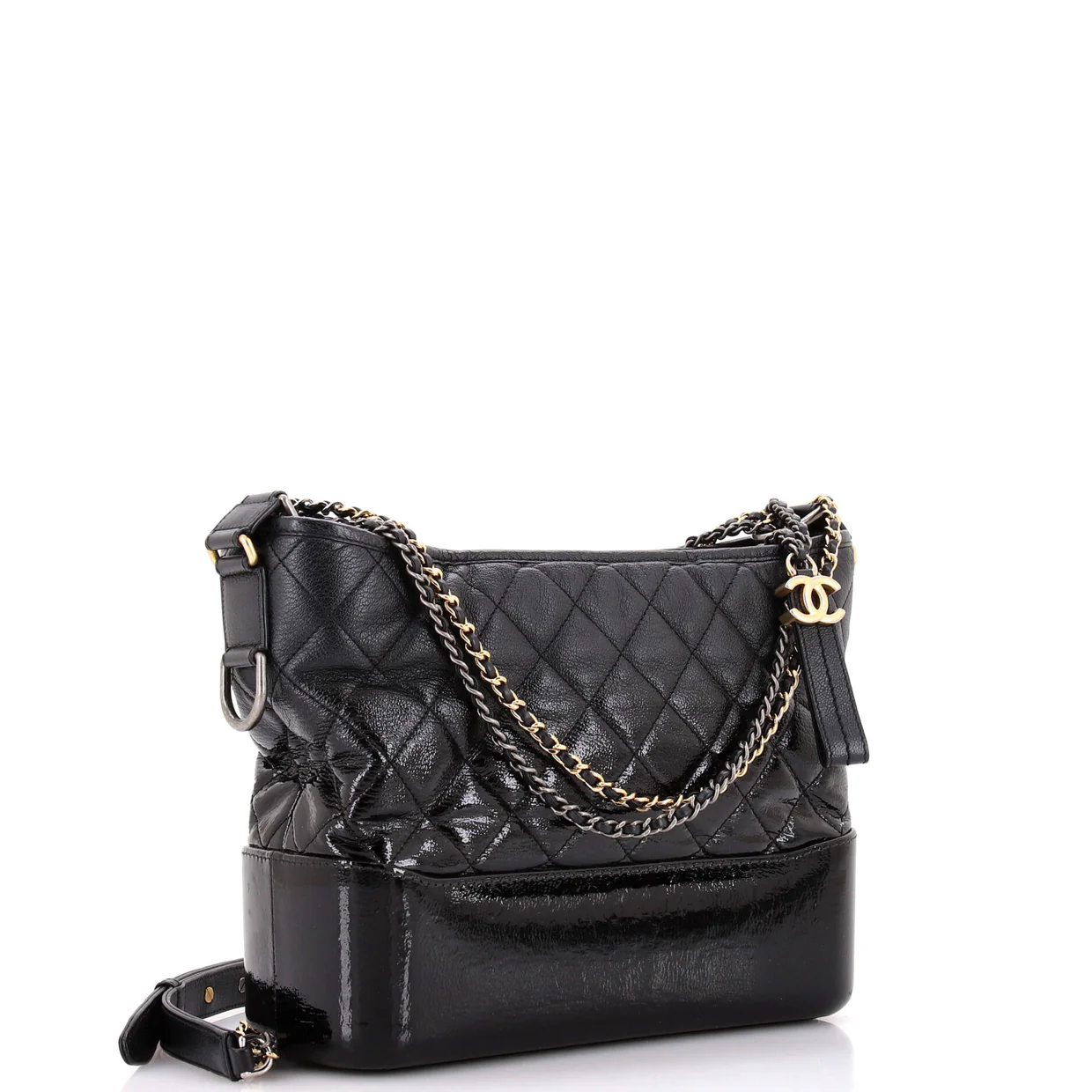 Gabrielle Hobo Quilted Goatskin and Patent Medium - Deep Luxury