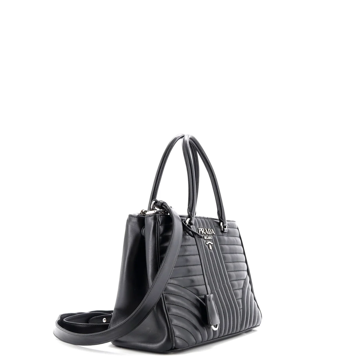 Double Zip Tote Diagramme Quilted Leather Small - Deep Luxury