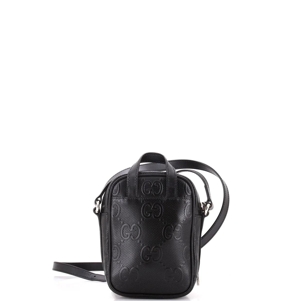 Top Handle Crossbody Bag GG Embossed Perforated Leather Mini - Deep Luxury