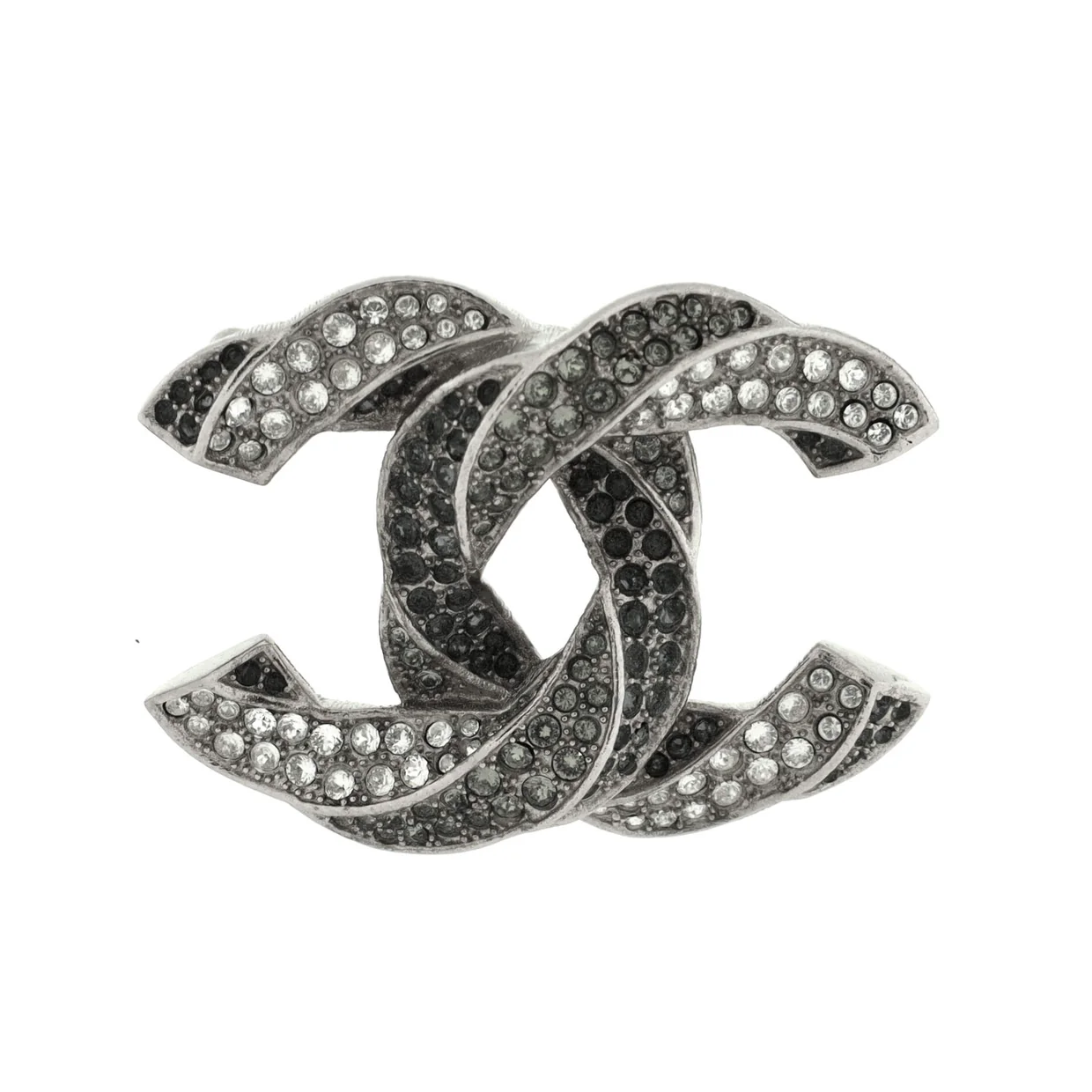 Twisted CC Brooch Metal with Crystals - Deep Luxury