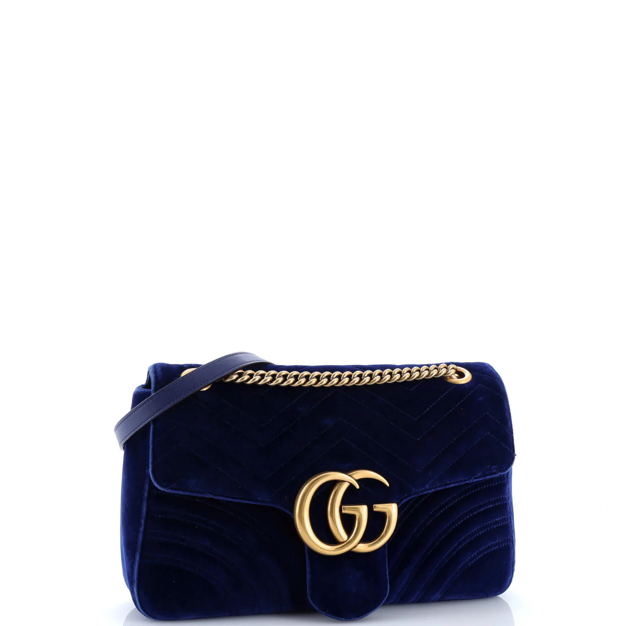 GG Marmont Flap Bag Matelasse Velvet Medium - Deep Luxury
