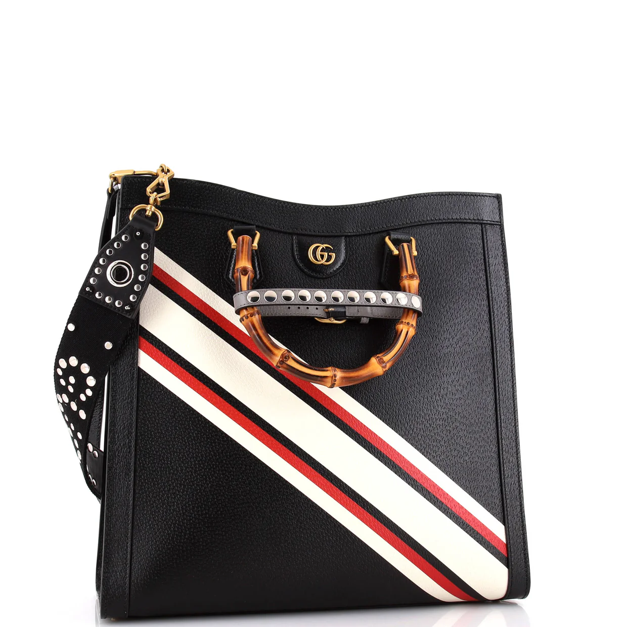 Diana NM Bamboo Handle Tote Printed Leather Large - Deep Luxury