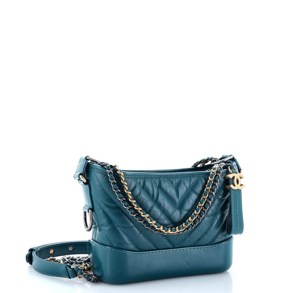 Gabrielle Hobo Chevron Aged Calfskin Small - Deep Luxury