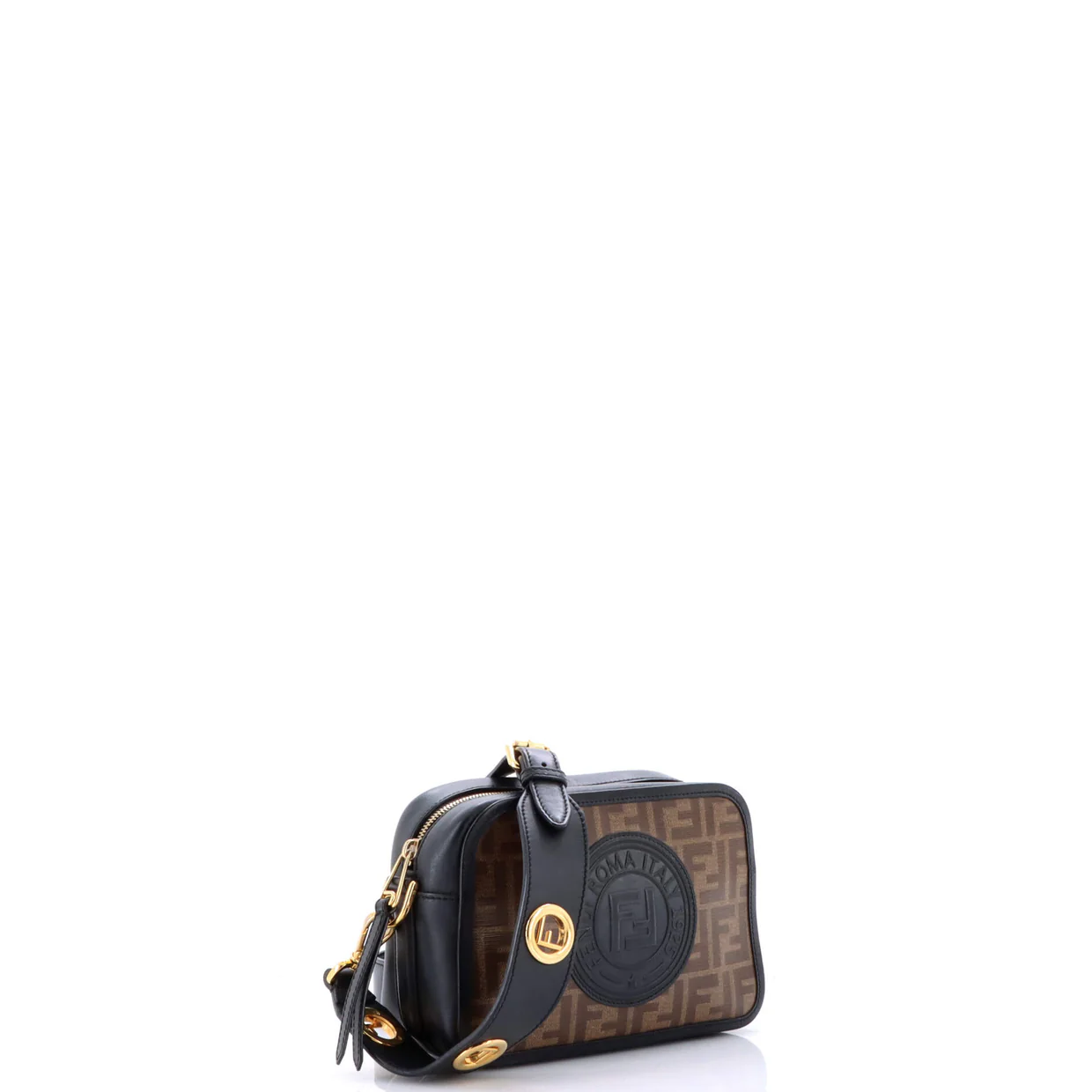 F is Fendi Logo Stamp Camera Bag Zucca Coated Canvas Small - Deep Luxury