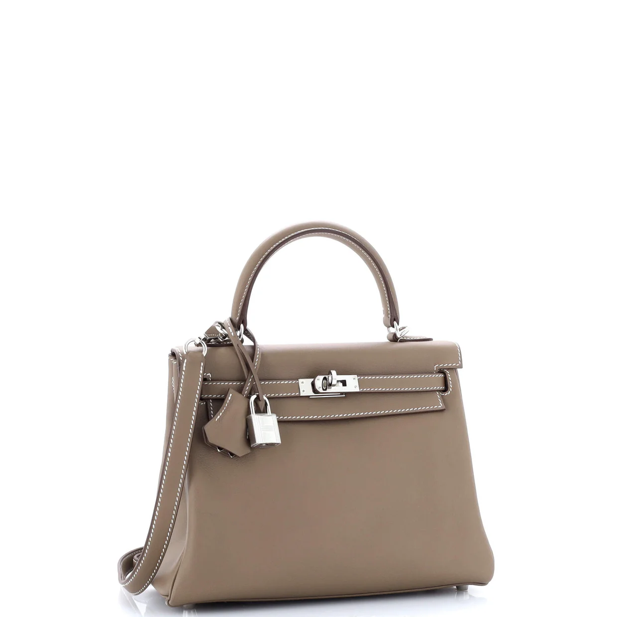 Kelly Handbag Grey Swift with Palladium Hardware 25 - Deep Luxury