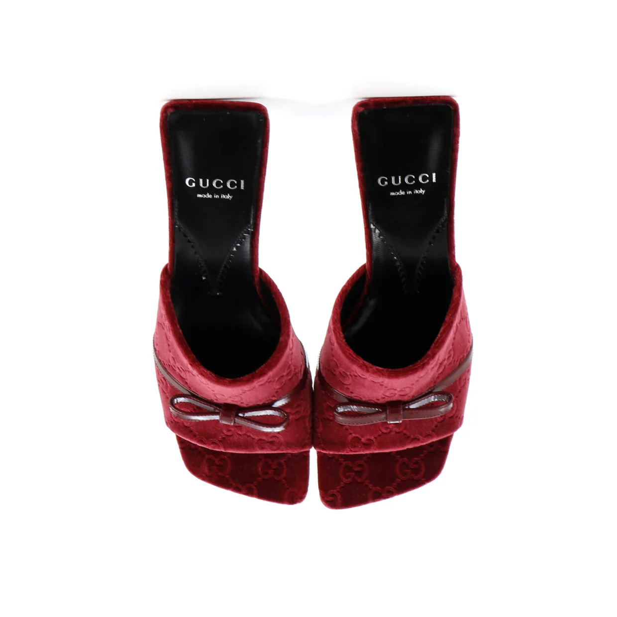 Women's Bow Slide Heeled Sandals GG Velvet - Deep Luxury