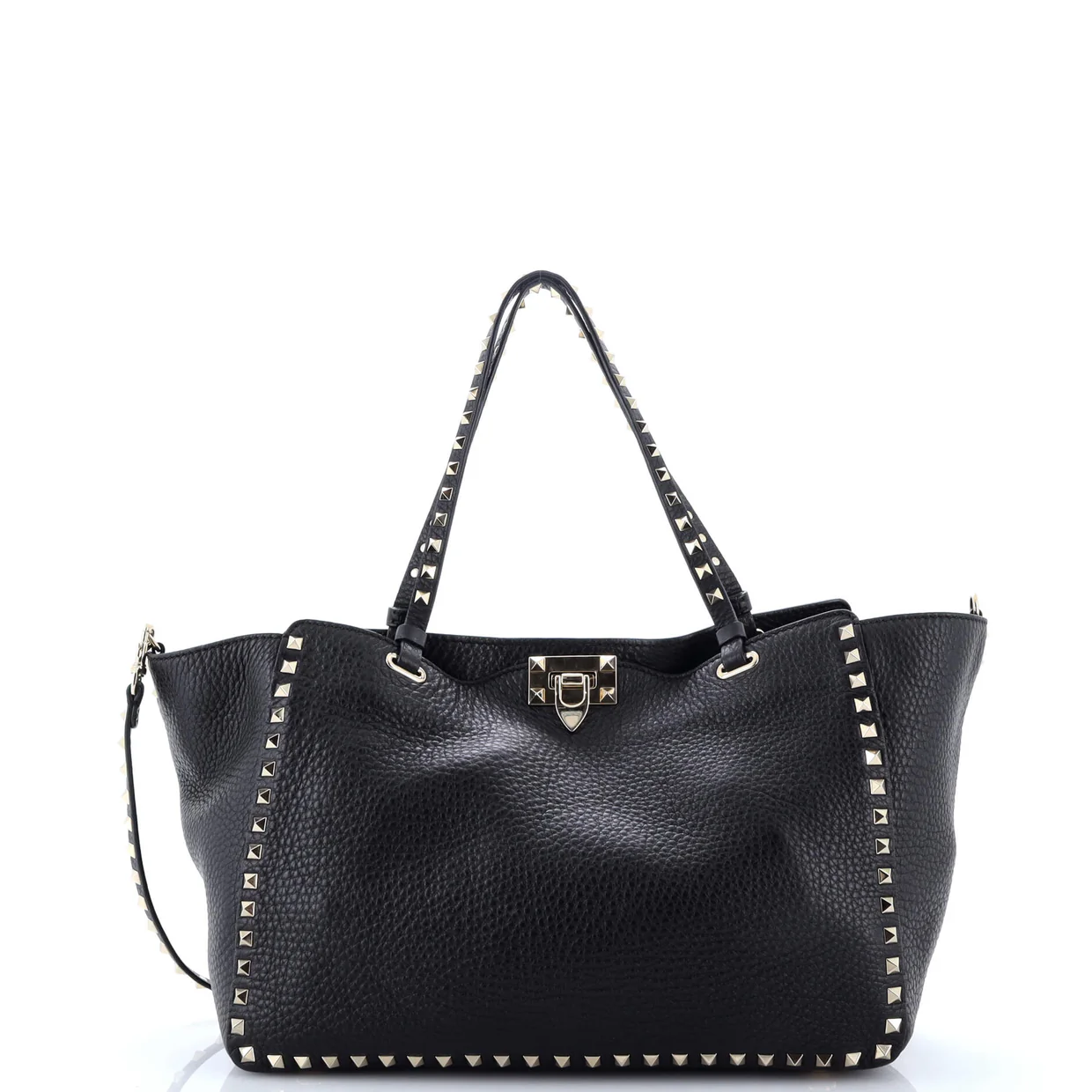 Rockstud Tote Pebbled Leather Medium - Deep Luxury