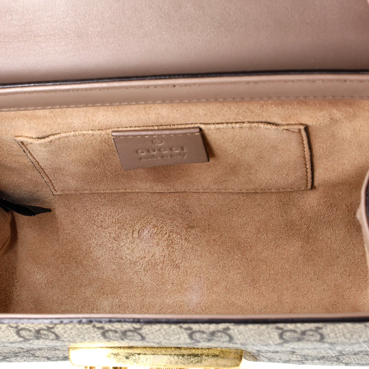 Pearly Padlock Shoulder Bag GG Coated Canvas with Studded Leather Small - Deep Luxury