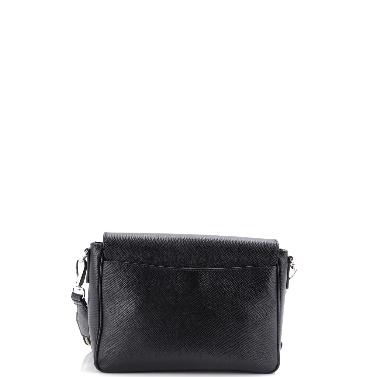 Triangle Logo Flap Crossbody Bag Embossed Saffiano Leather Small - Deep Luxury