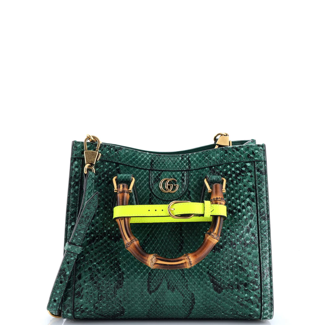 Diana NM Bamboo Handle Tote Python Small - Deep Luxury