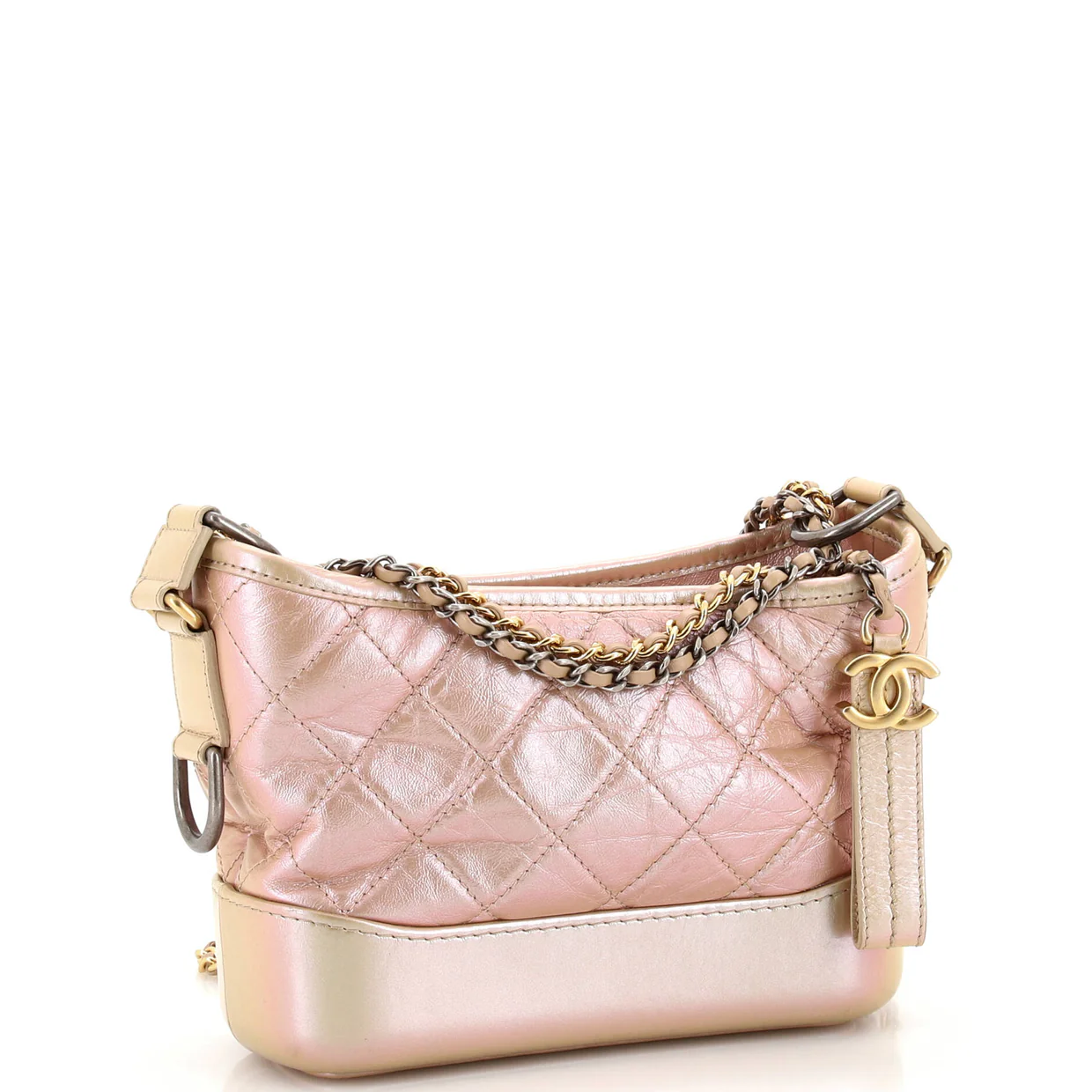 Gabrielle Hobo Quilted Iridescent Aged Calfskin Small - Deep Luxury