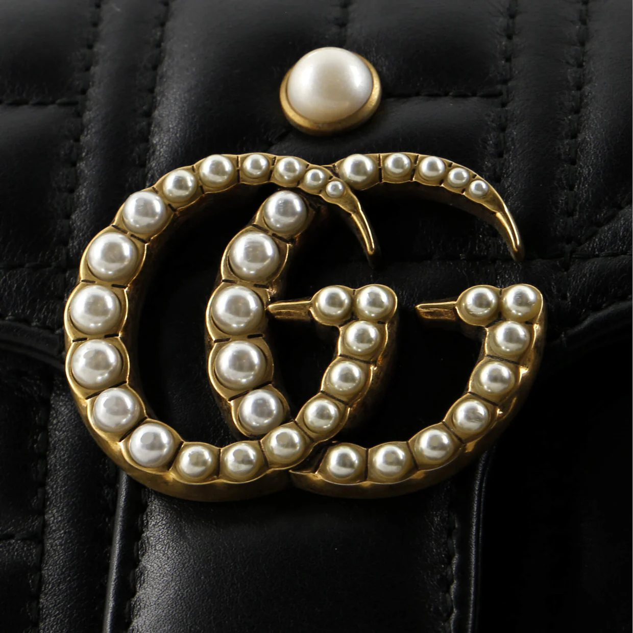 Pearly GG Marmont Flap Bag Embellished Matelasse Leather Mini - Deep Luxury