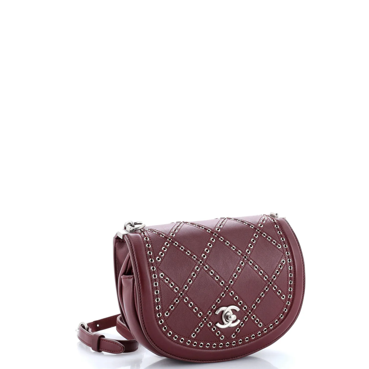 Coco Eyelets Round Flap Bag Quilted Calfskin Small - Deep Luxury