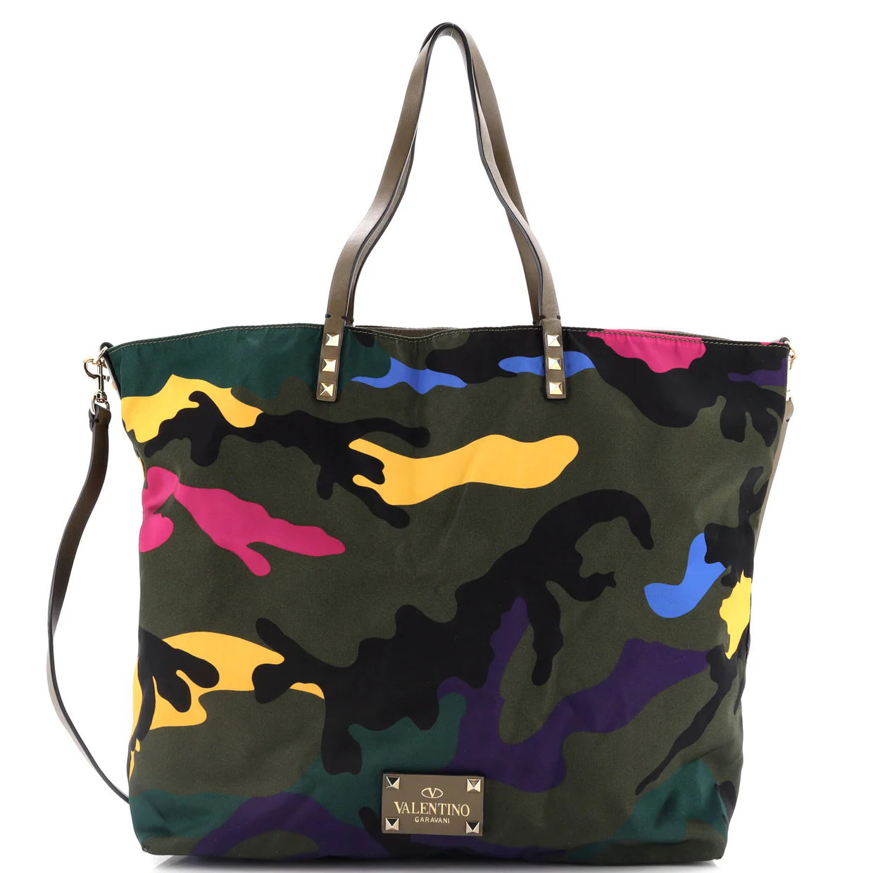 Rockstud Open Reversible Convertible Tote Camo Nylon Medium - Deep Luxury