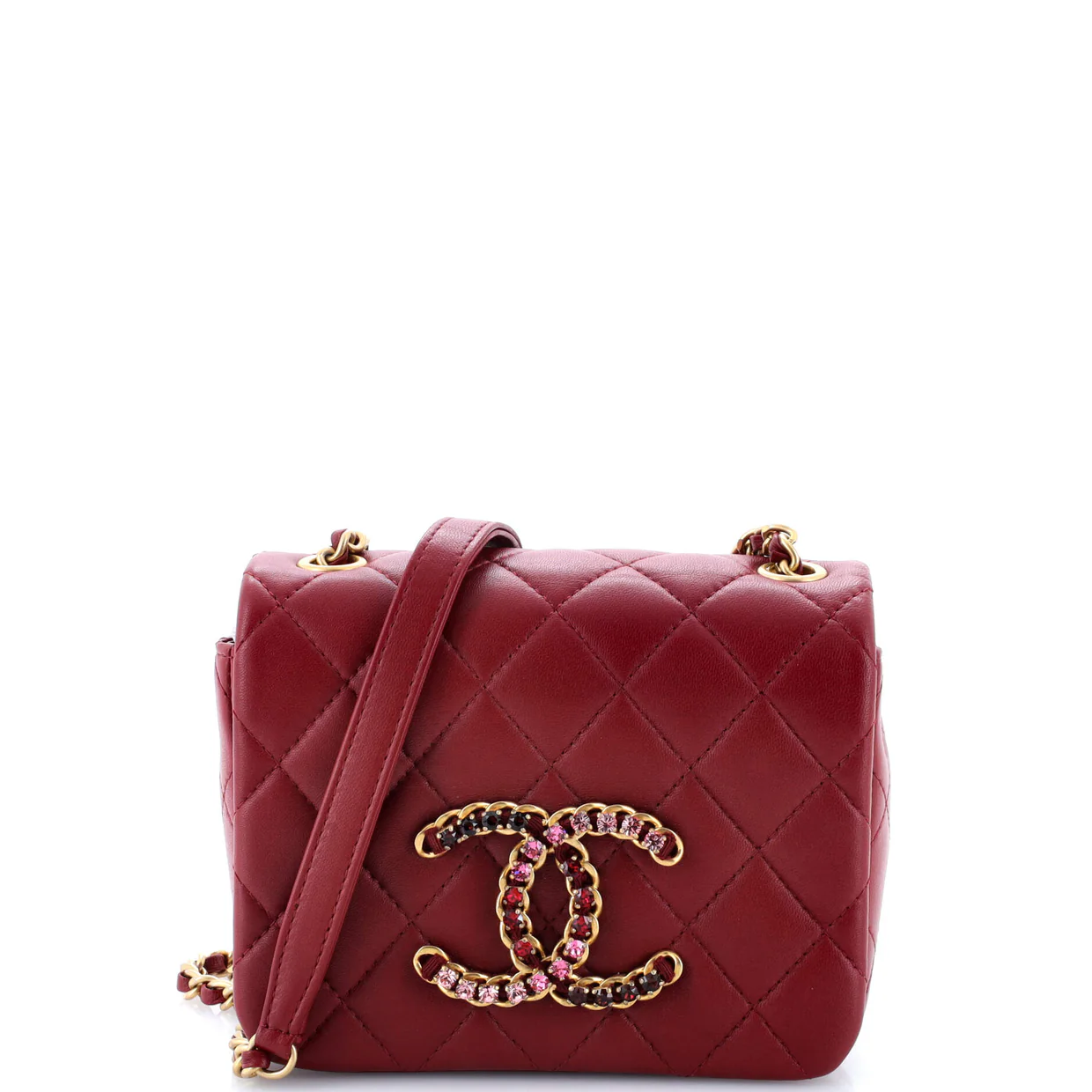 Crystal CC Full Flap Bag Quilted Lambskin Mini - Deep Luxury
