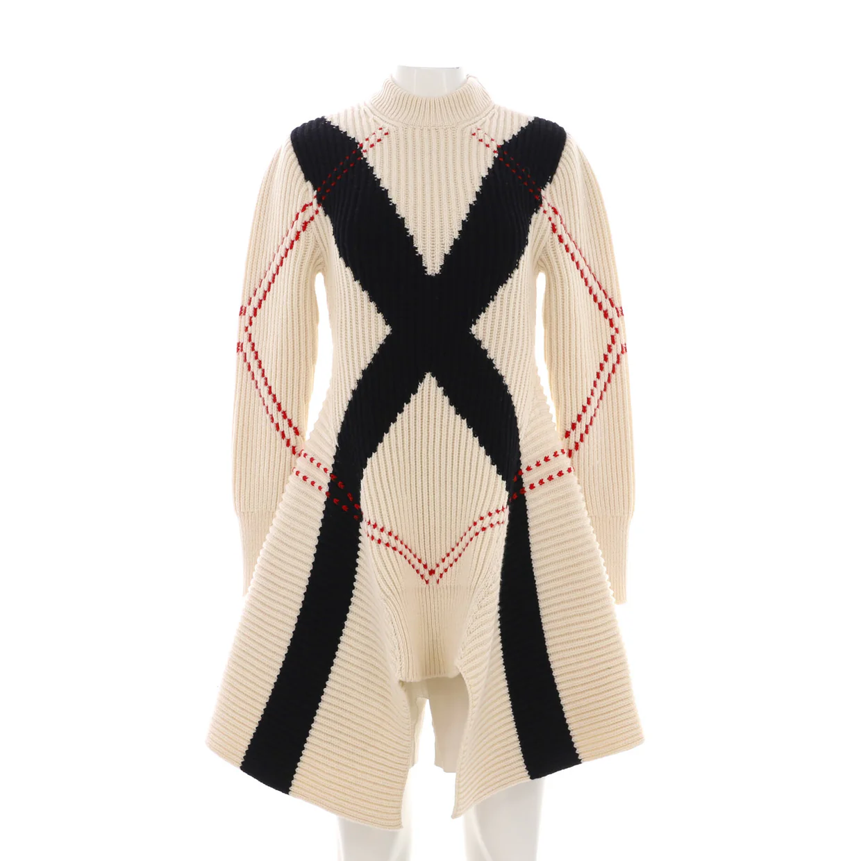 Women's Argyle Intarsia Sweater Dress Wool and Cashmere Blend - Deep Luxury