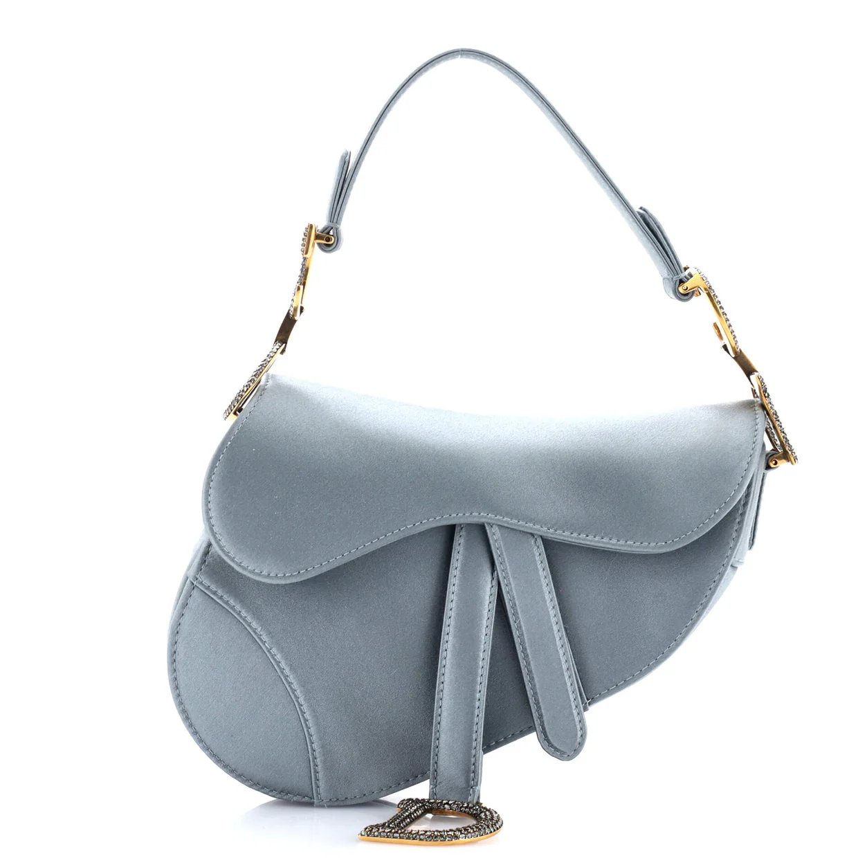 Saddle Handbag Satin with Crystals Mini - Deep Luxury