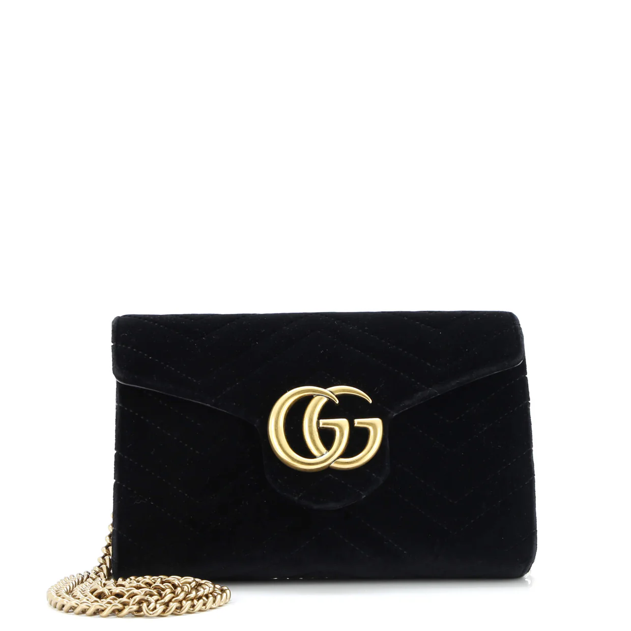 GG Marmont Chain Wallet Matelasse Velvet Mini - Deep Luxury