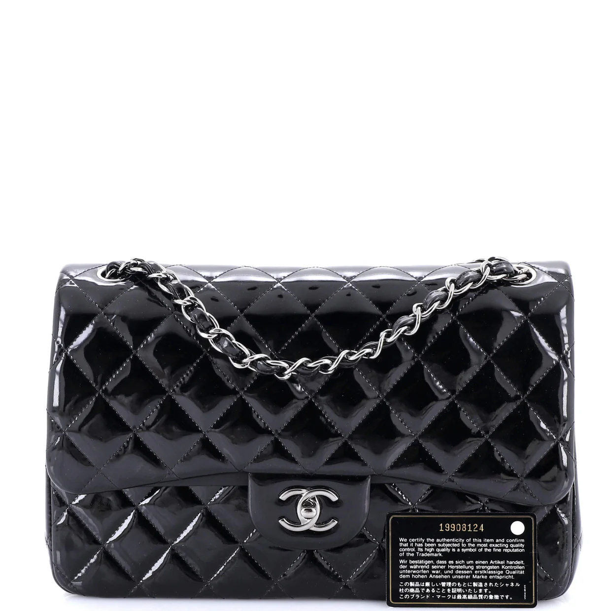 Classic Double Flap Bag Quilted Patent Jumbo - Deep Luxury