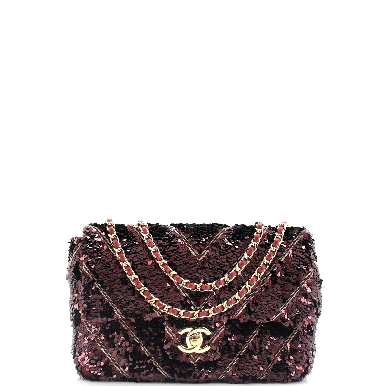 CC Flap Bag Chevron Sequins Mini - Deep Luxury
