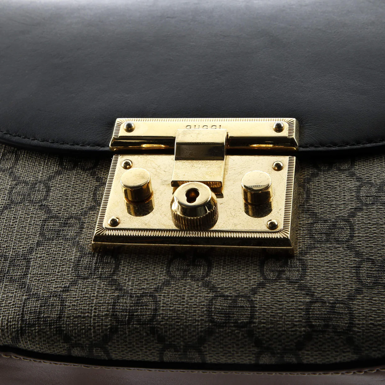 Padlock Saddle Shoulder Bag GG Coated Canvas and Leather Medium - Deep Luxury