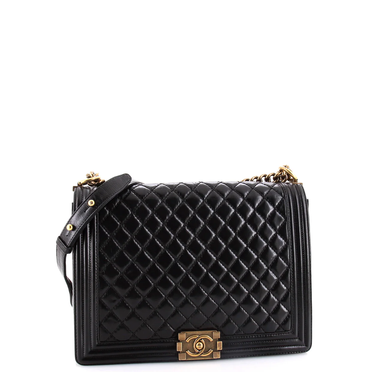 Boy Flap Bag Quilted Glazed Calfskin Large - Deep Luxury