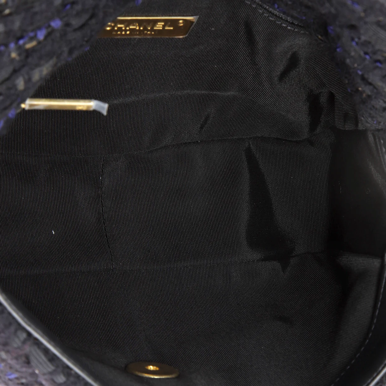 19 Flap Bag Quilted Tweed and Ribbon Medium - Deep Luxury