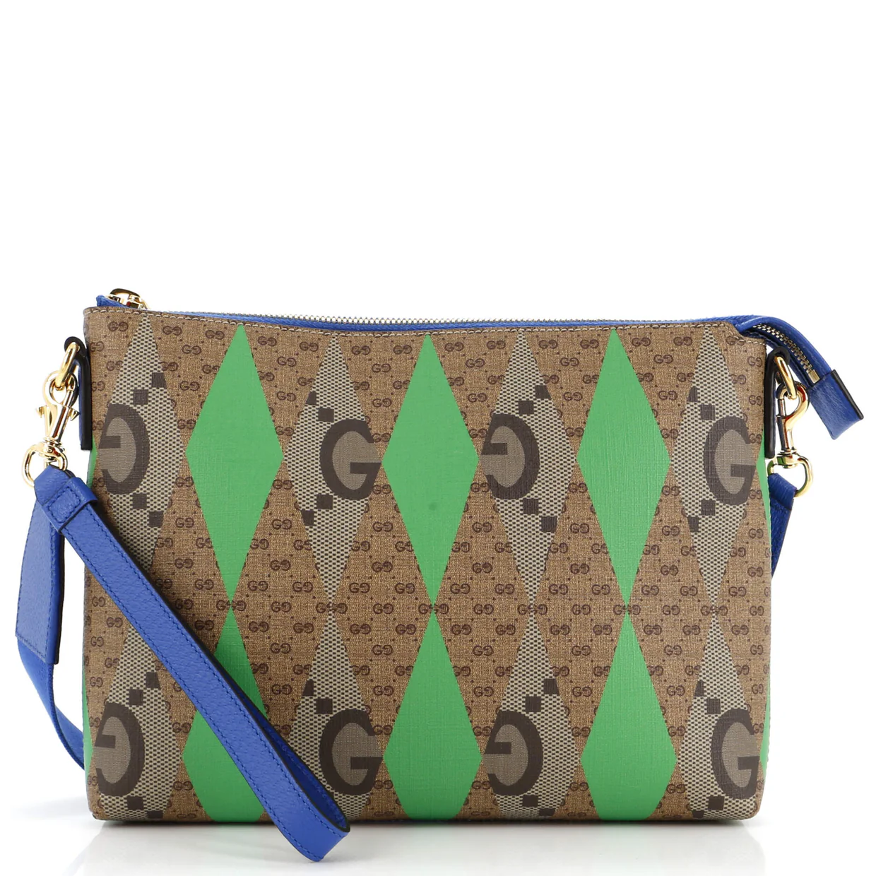 Wristlet Pouch Rhombus GG Coated Canvas with Leather Medium - Deep Luxury